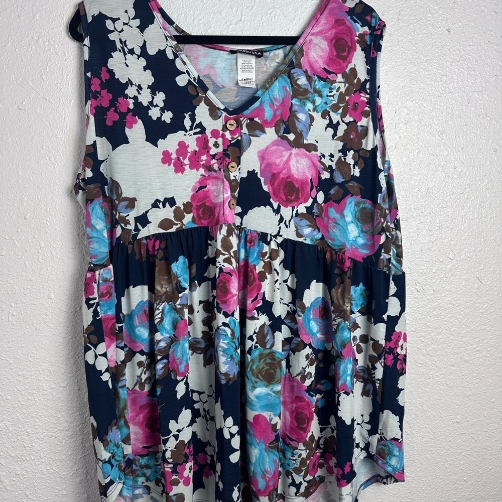 HEIMISH USA Women’s‎ Floral Sleeveless Blouse Size 2XL